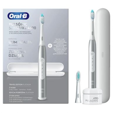 Електрична зубна щітка Braun Oral-B Pulsonic Slim Luxe 4500 (S411.526.3X) Travel Edition Platinum