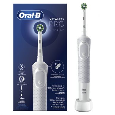 Електрична зубна щітка Braun Oral-B Vitality D100 Pro Protect X Clean CrossAction White (D103.413.3)