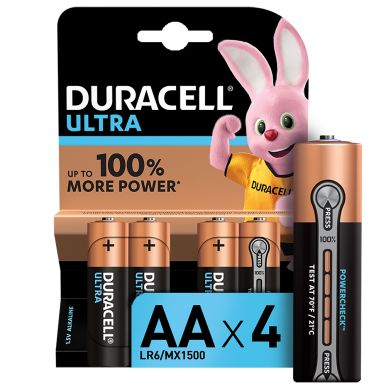 Щелочные батарейки Duracell Ultra Power AA (LR6) 1.5V, 4 шт. (5000394062573)
