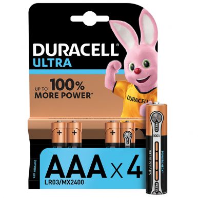 Щелочные батарейки Duracell Ultra Power AAA (LR03) 1.5V, 4 шт. (5000394062931)